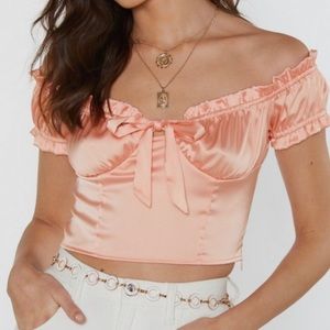 Peach Satin Nasty Gal Top